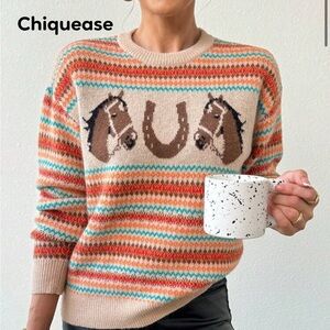 SHEIN Horse Knit Sweater Sz XL NWOT